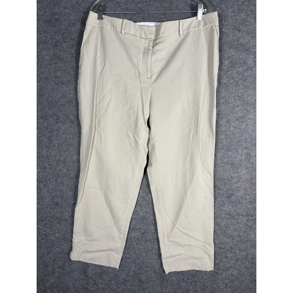 Talbots Hampshire Ankle Dress Pants Women Sz 16 High Rise Stretch Straight Beige
